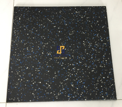 Gạch cao su mặt thảm EPDM chấm xanh - trắng dày 15mm