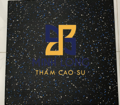 Gạch cao su mặt thảm EPDM chấm xanh trắng dày 20mm