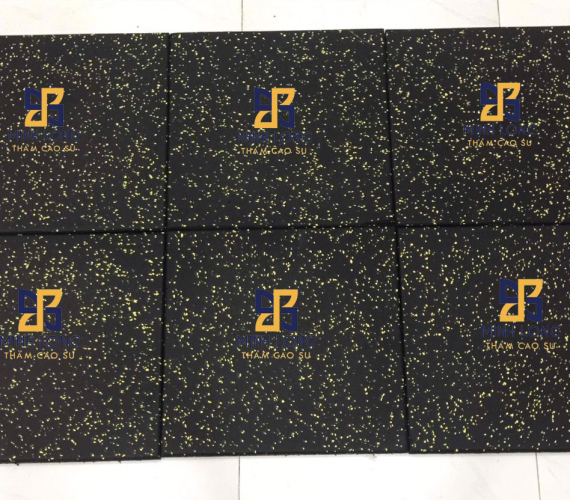 Gạch cao su mặt thảm EPDM chấm vàng dày 20mm