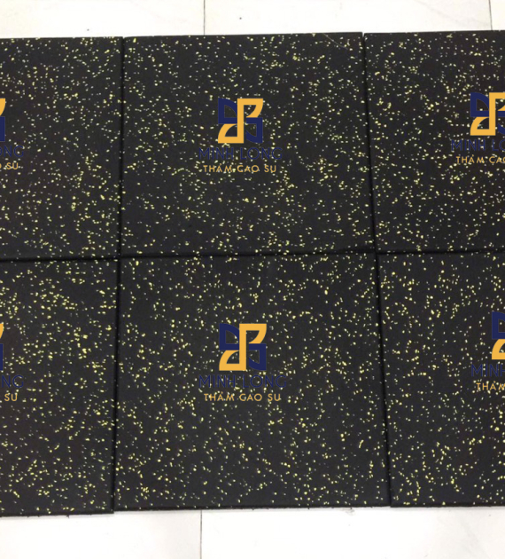 Gạch cao su mặt thảm EPDM chấm vàng dày 20mm