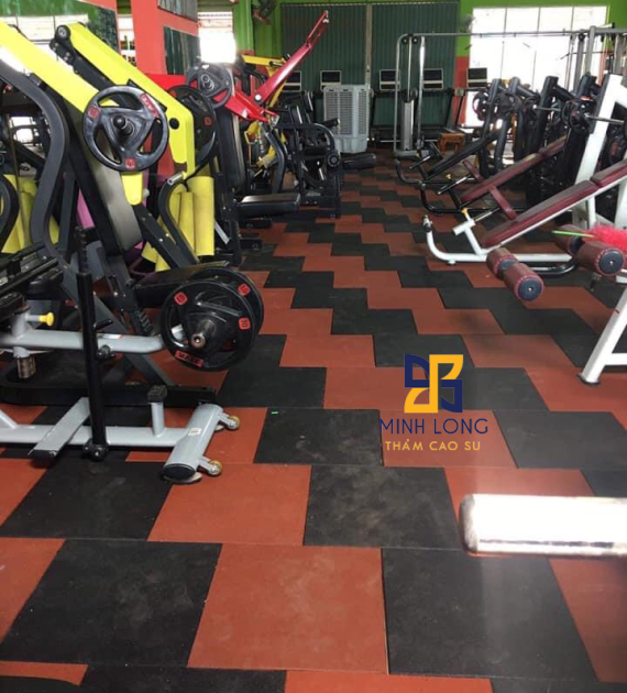 Gạch cao su màu đỏ dày 15mm