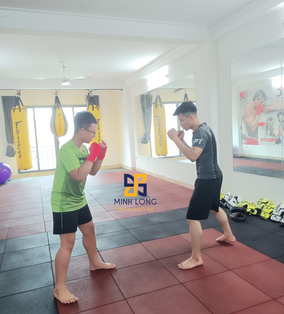 Gạch cao su màu đỏ dày 15mm